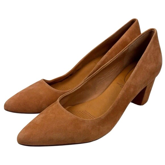 Corso Como Ryanna Pump Women's Size 10 Camel‎ Tan Suede Block Heel Pointed Shoe - Picture 1 of 9